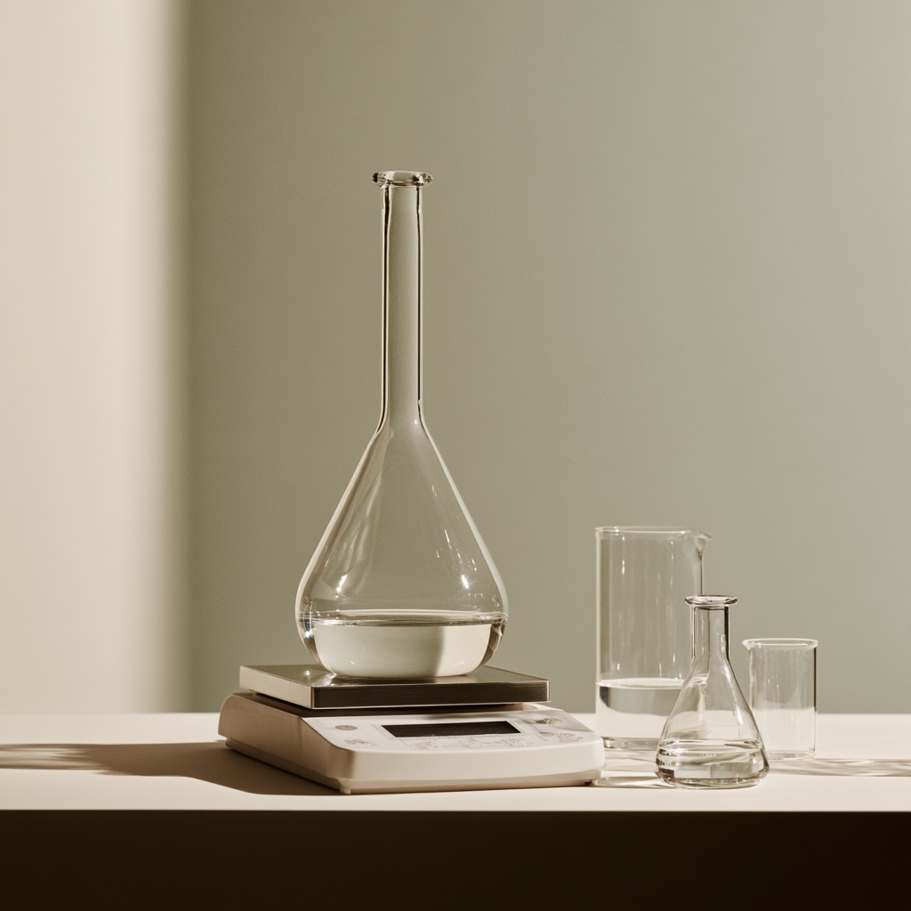 Laboratory glassware and analytical balance representing U.S. formulation